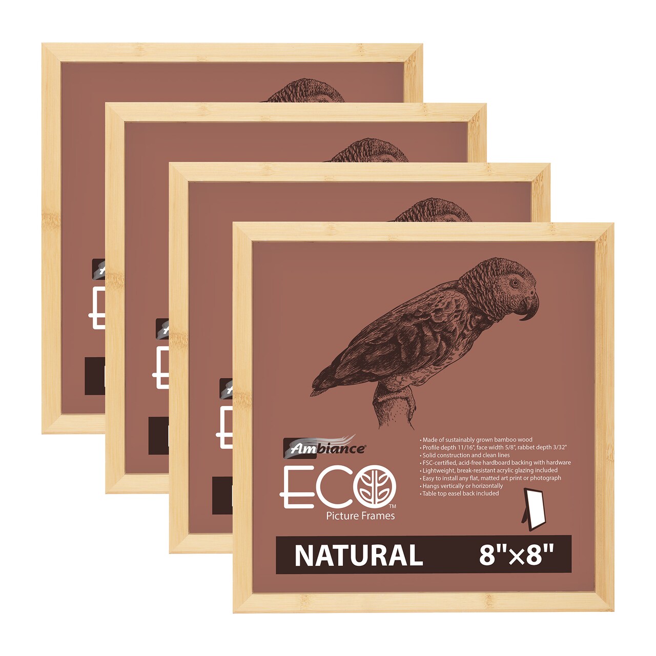 Ambiance Eco Frames - Natural Bamboo - Sustainable Wood Eco-Conscious Minimalist Frames for Artwork, Paintings, Drawings, Display, & More